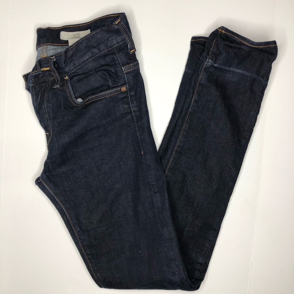 Preloved button down low waist &denim jeans